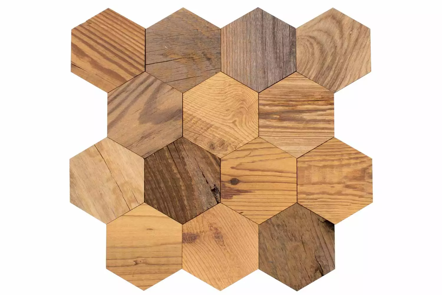 wodewa Panneau mural Hexagon Vieux bois